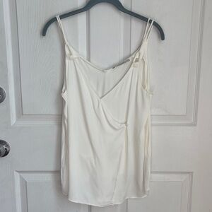 UTERQUE cream sleeveless faux wrap V-neck top acetate viscose blend Size Medium